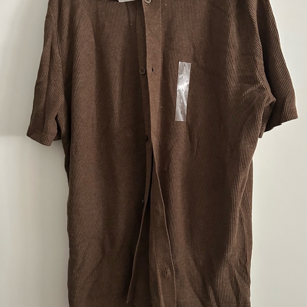 Alfani Men's Casual Brown Button Down Shirt
